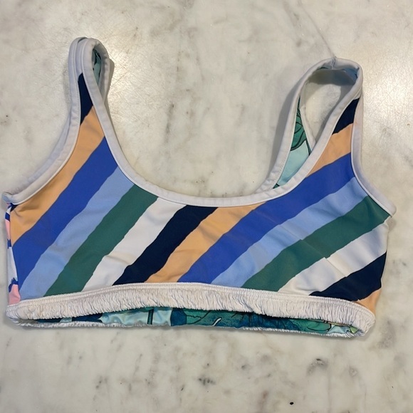 Maaji Ciel Branco White Floral/Stripe Swim Top Reversible - Picture 4 of 8